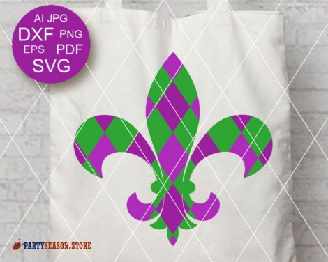 party season store Mardi Gras Fleur De Lis Green Purple 1